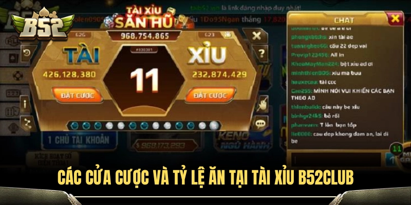 Tài Xỉu B52Club - Chi Tiết Các Cửa Cược Và Tỷ Lệ Ăn 3 Bảng tỷ lệ trả thưởng tài xỉu B52Club mới nhất